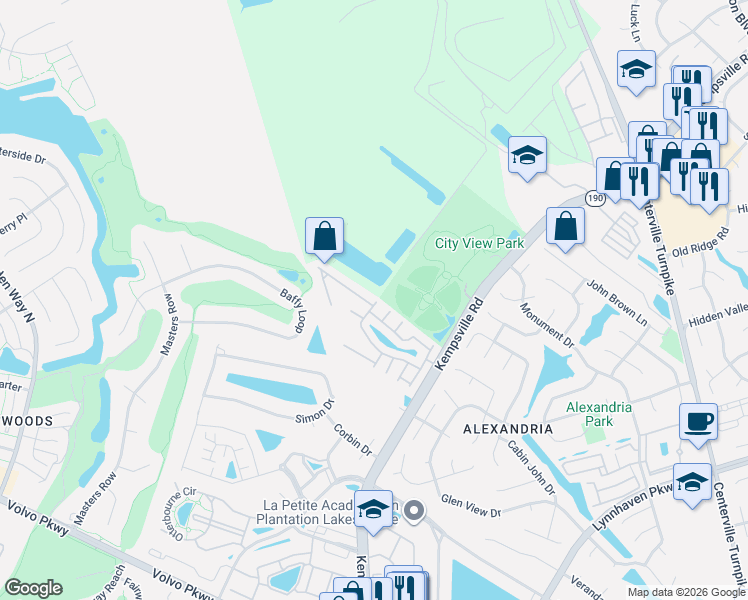 map of restaurants, bars, coffee shops, grocery stores, and more near 2108 Pateshall Court in Virginia Beach