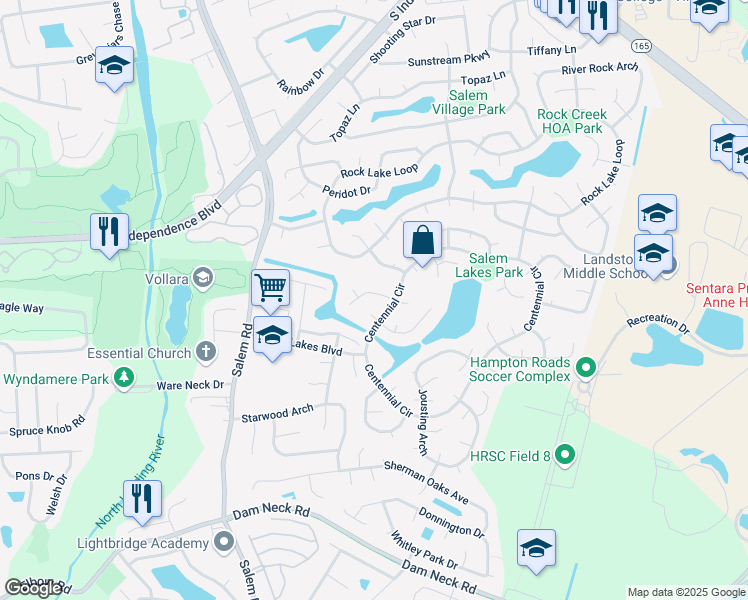 map of restaurants, bars, coffee shops, grocery stores, and more near 3917 Lantana Place in Virginia Beach
