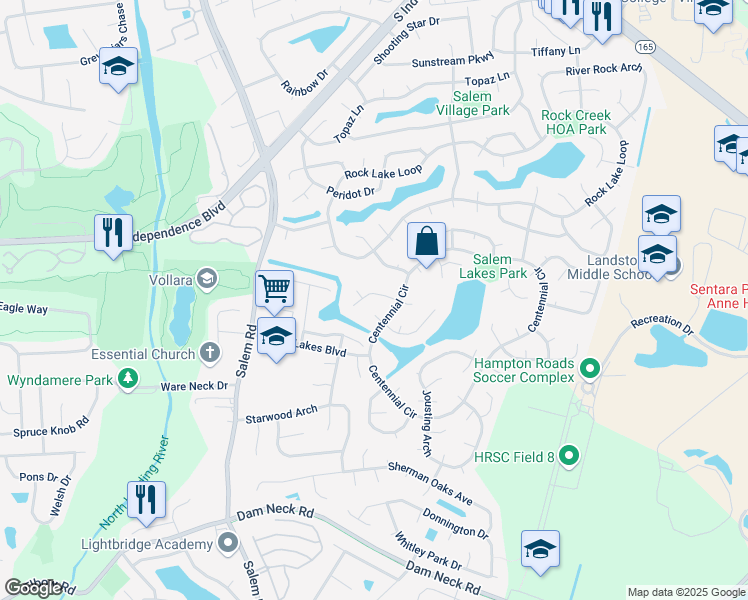 map of restaurants, bars, coffee shops, grocery stores, and more near 3921 Lantana Place in Virginia Beach