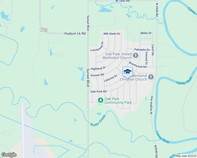 map of restaurants, bars, coffee shops, grocery stores, and more near 213 Spring Road in Bartlesville