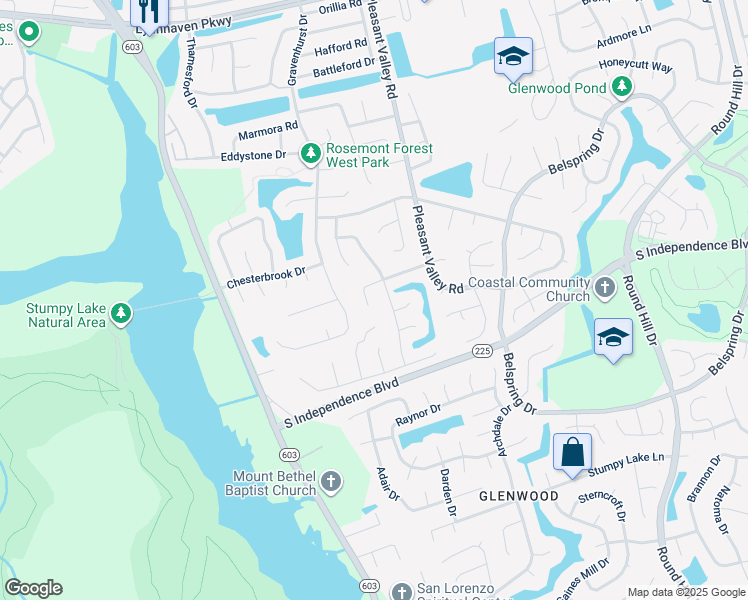 map of restaurants, bars, coffee shops, grocery stores, and more near 1437 Weyburn Court in Virginia Beach