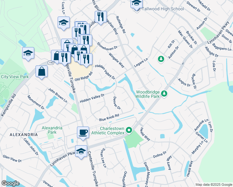 map of restaurants, bars, coffee shops, grocery stores, and more near 5332 Denver Drive in Virginia Beach