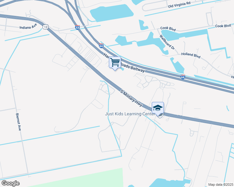 map of restaurants, bars, coffee shops, grocery stores, and more near 4068 South Military Highway in Chesapeake