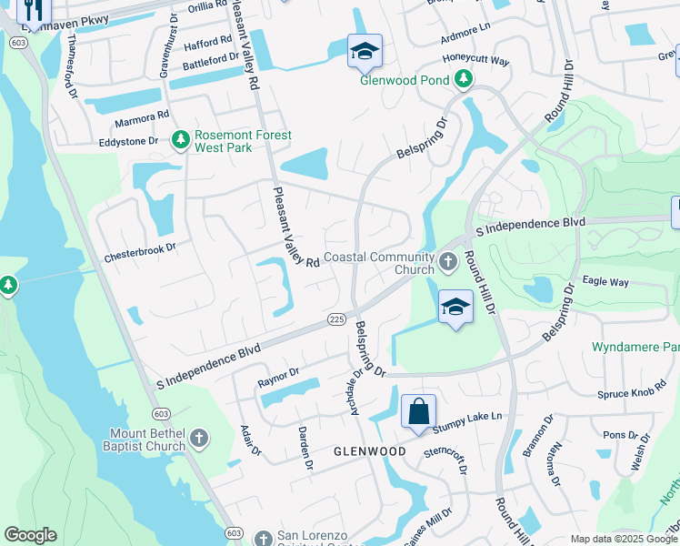 map of restaurants, bars, coffee shops, grocery stores, and more near 2109 Dove Ridge Drive in Virginia Beach
