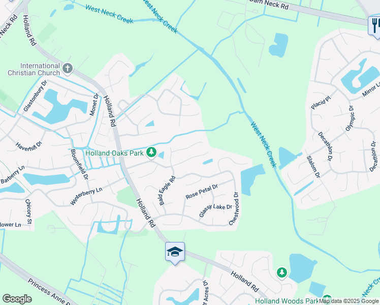 map of restaurants, bars, coffee shops, grocery stores, and more near 2913 Sugar Maple Drive in Virginia Beach