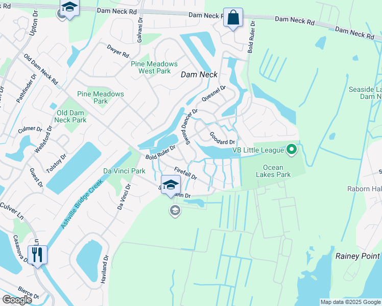 map of restaurants, bars, coffee shops, grocery stores, and more near 1738 Sword Dancer Drive in Virginia Beach
