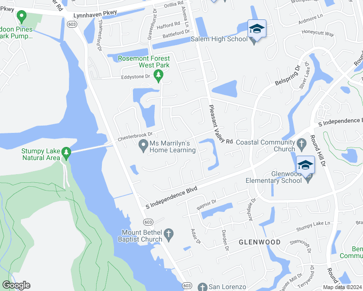 map of restaurants, bars, coffee shops, grocery stores, and more near 1428 Weyburn Court in Virginia Beach