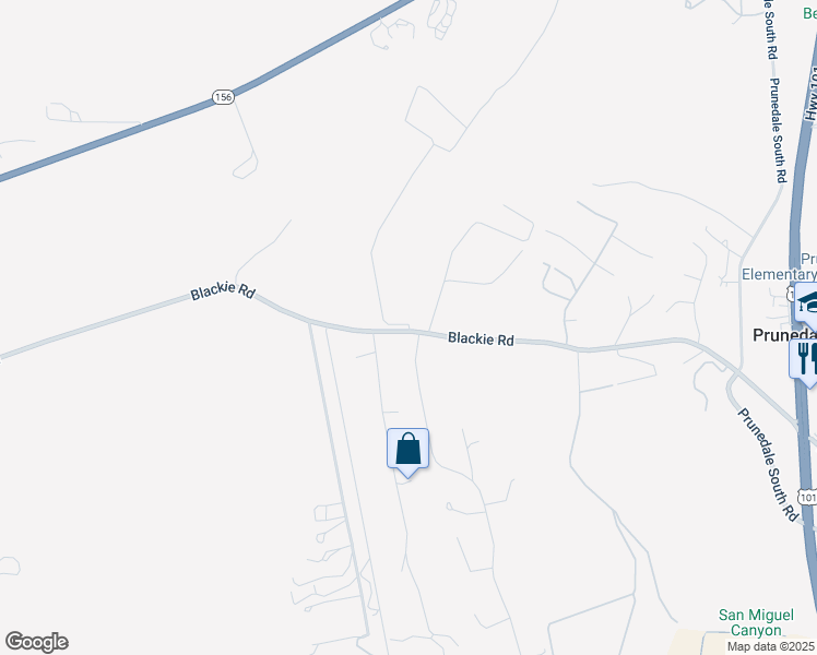 map of restaurants, bars, coffee shops, grocery stores, and more near 16475 Blackie Road in Salinas