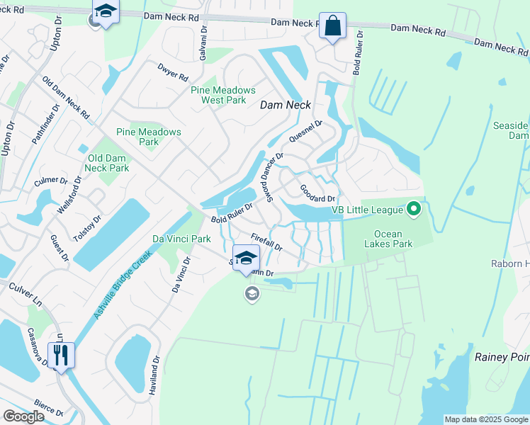 map of restaurants, bars, coffee shops, grocery stores, and more near 800 Cannonade Trail in Virginia Beach