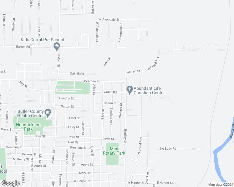 map of restaurants, bars, coffee shops, grocery stores, and more near 304 Vaden Road in Poplar Bluff