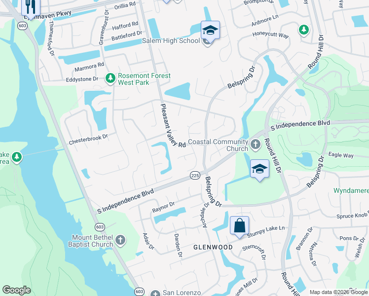 map of restaurants, bars, coffee shops, grocery stores, and more near 2101 Grouse Run Court in Virginia Beach