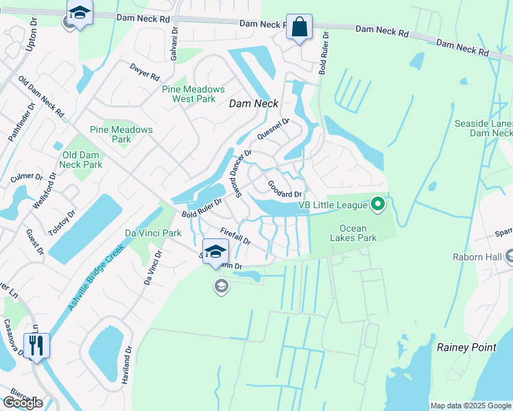 map of restaurants, bars, coffee shops, grocery stores, and more near 1738 Sword Dancer Drive in Virginia Beach