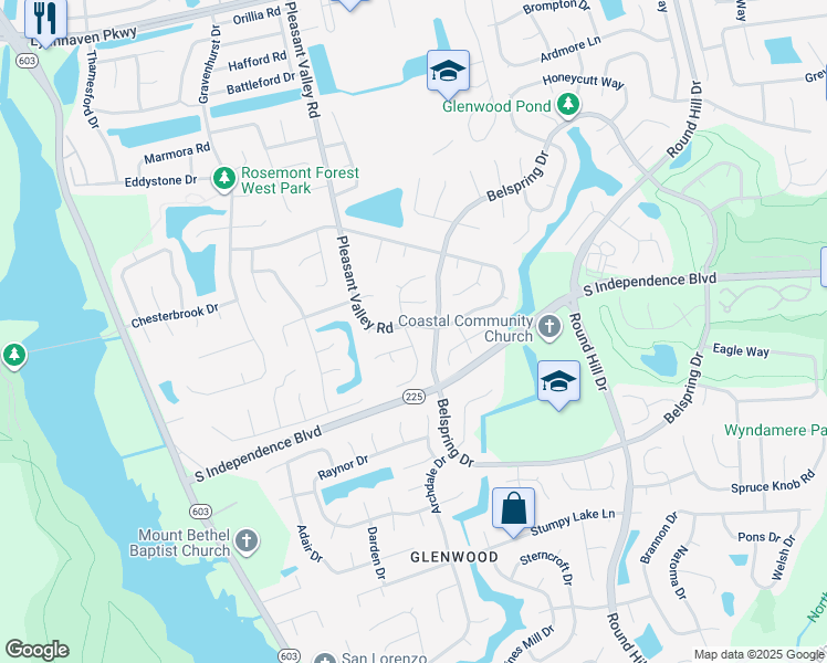 map of restaurants, bars, coffee shops, grocery stores, and more near 2021 Pleasant Valley Road in Virginia Beach