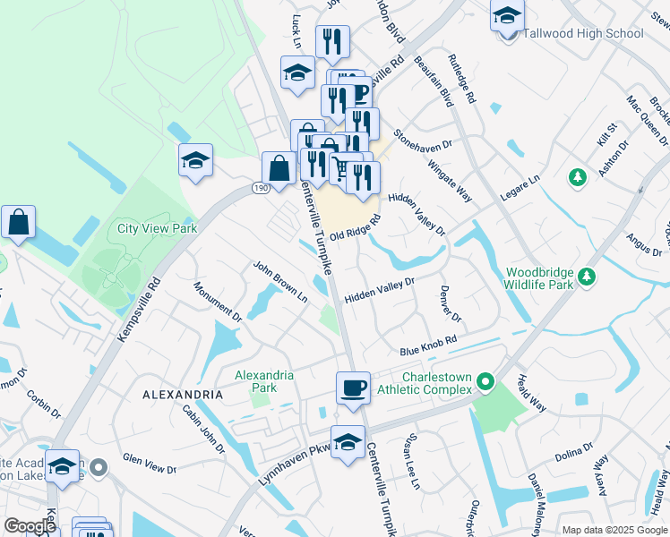 map of restaurants, bars, coffee shops, grocery stores, and more near 1917 Kempsville Crossing Lane in Virginia Beach