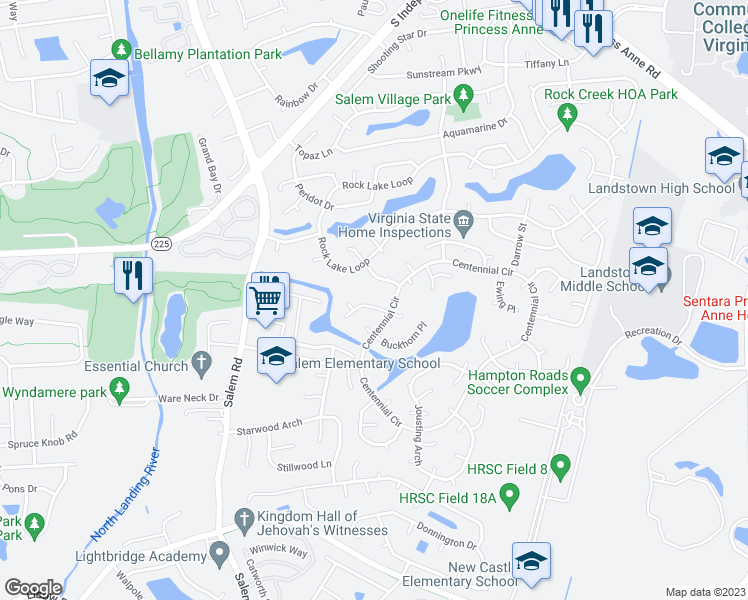 map of restaurants, bars, coffee shops, grocery stores, and more near 3918 Lantana Place in Virginia Beach