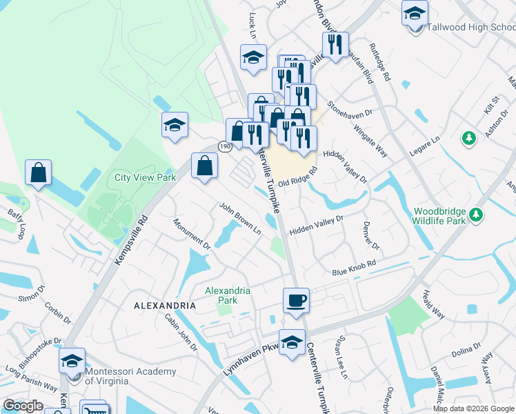 map of restaurants, bars, coffee shops, grocery stores, and more near 1999 Centerville Turnpike in Virginia Beach