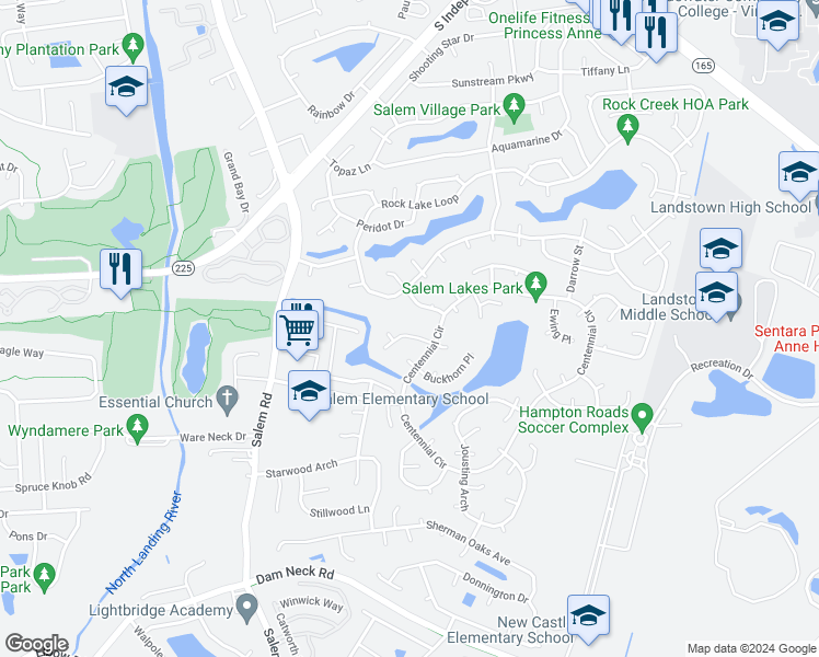 map of restaurants, bars, coffee shops, grocery stores, and more near 3926 Lantana Place in Virginia Beach