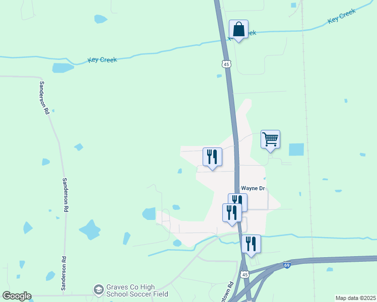 map of restaurants, bars, coffee shops, grocery stores, and more near 255 Dorothy Lane in Mayfield