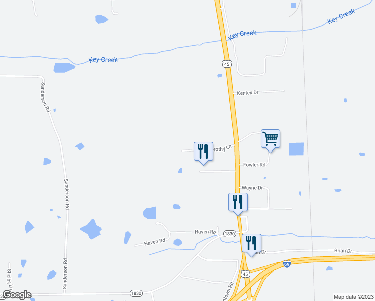 map of restaurants, bars, coffee shops, grocery stores, and more near 240 Dorothy Lane in Mayfield