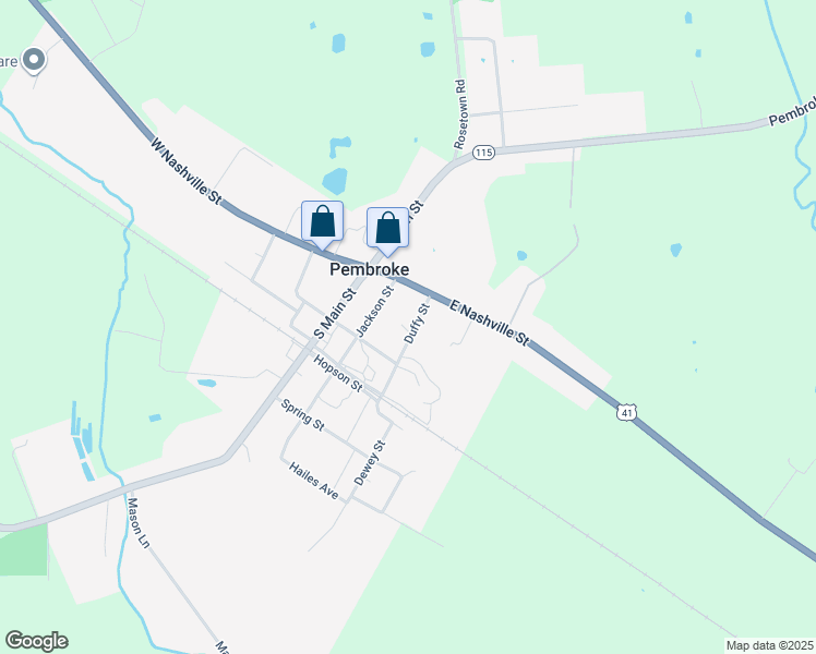 map of restaurants, bars, coffee shops, grocery stores, and more near 135 Duffy Street in Pembroke