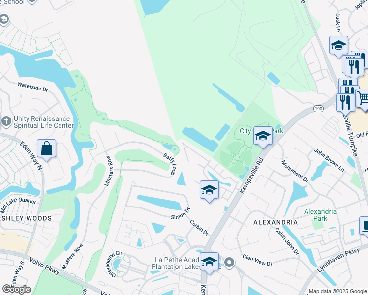 map of restaurants, bars, coffee shops, grocery stores, and more near 2140 Whittington Court in Virginia Beach