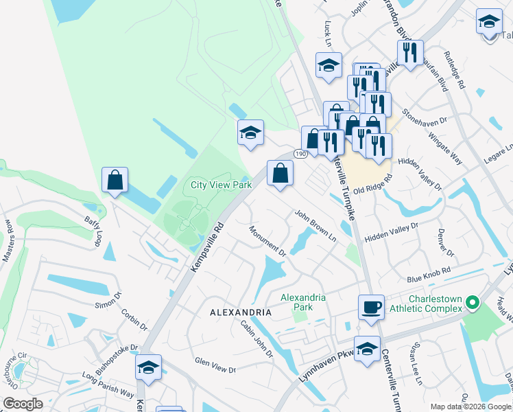 map of restaurants, bars, coffee shops, grocery stores, and more near 5512 Port Hudson Court in Virginia Beach