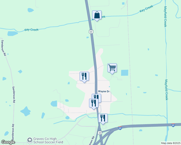 map of restaurants, bars, coffee shops, grocery stores, and more near 35 Dorothy Lane in Mayfield