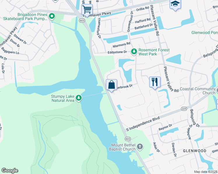 map of restaurants, bars, coffee shops, grocery stores, and more near 2156 Lyndora Road in Virginia Beach