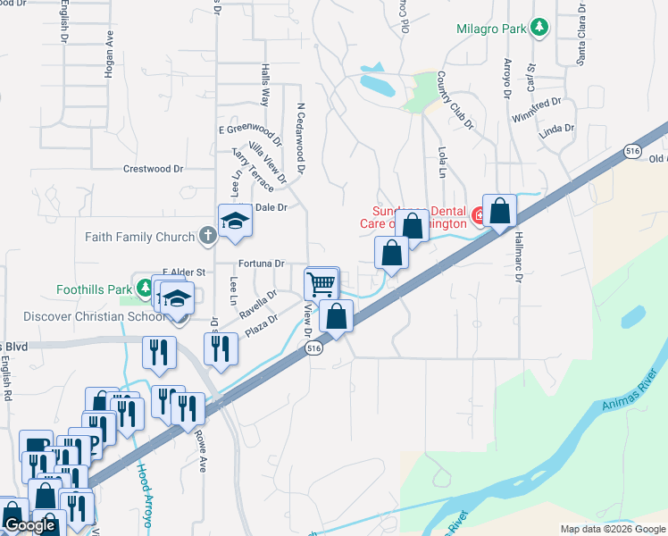 map of restaurants, bars, coffee shops, grocery stores, and more near 5200 Villa View Drive in Farmington