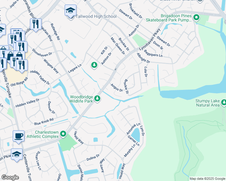 map of restaurants, bars, coffee shops, grocery stores, and more near 5201 Dundee Lane in Virginia Beach
