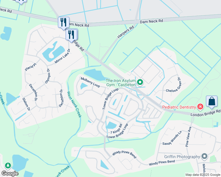 map of restaurants, bars, coffee shops, grocery stores, and more near 2768 Mulberry Loop in Virginia Beach