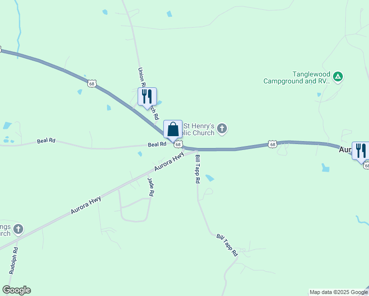 map of restaurants, bars, coffee shops, grocery stores, and more near 15101 U.S. 68 in Benton