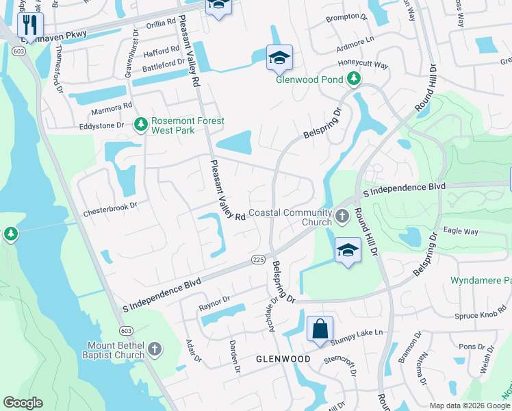 map of restaurants, bars, coffee shops, grocery stores, and more near 1179 Dovetail Court in Virginia Beach