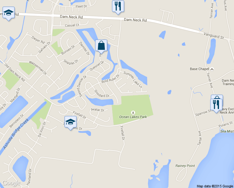map of restaurants, bars, coffee shops, grocery stores, and more near 1745 Kitimal Drive in Virginia Beach