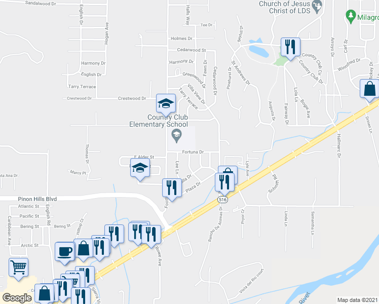 map of restaurants, bars, coffee shops, grocery stores, and more near Budding Lane in Farmington