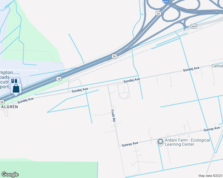 map of restaurants, bars, coffee shops, grocery stores, and more near 533 Truitt Road in Chesapeake