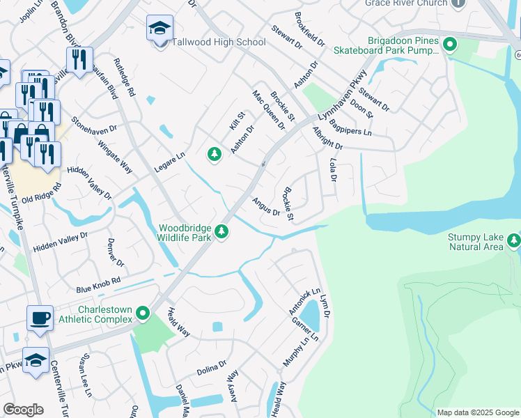 map of restaurants, bars, coffee shops, grocery stores, and more near 5201 Dundee Lane in Virginia Beach