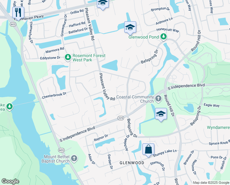 map of restaurants, bars, coffee shops, grocery stores, and more near 2056 Dove View Drive in Virginia Beach