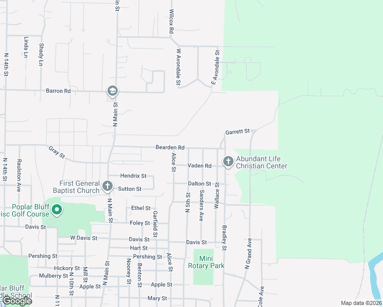 map of restaurants, bars, coffee shops, grocery stores, and more near 2026 North 5th Street in Poplar Bluff