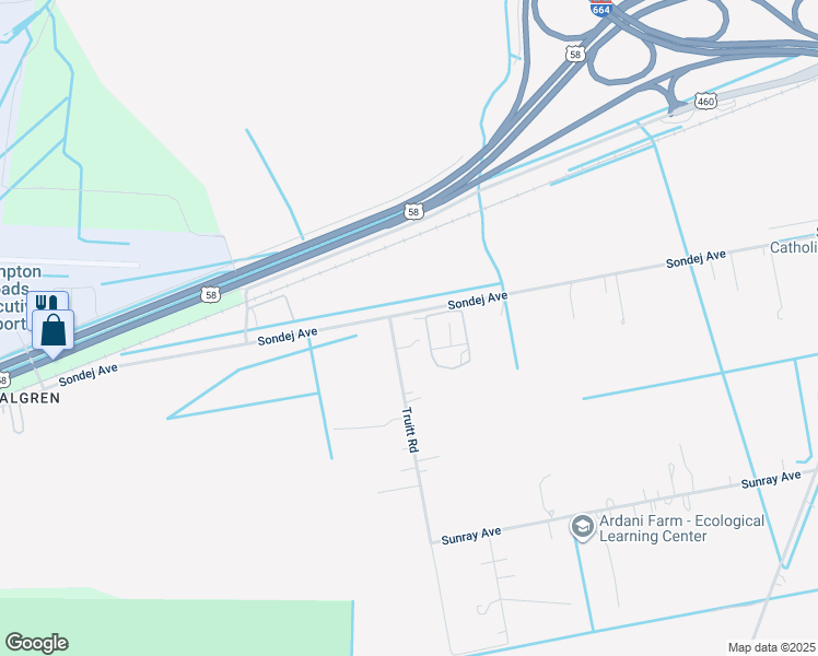 map of restaurants, bars, coffee shops, grocery stores, and more near 533 Truitt Road in Chesapeake