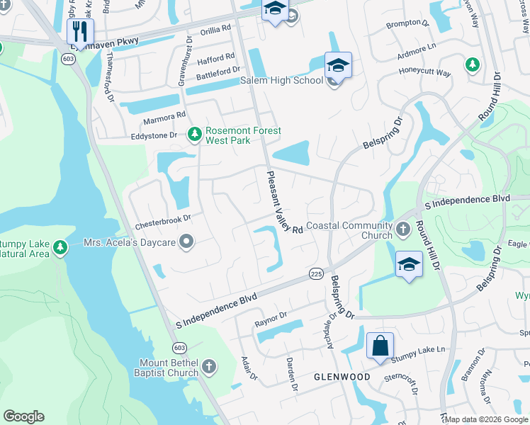 map of restaurants, bars, coffee shops, grocery stores, and more near 1297 Kasba Court in Virginia Beach