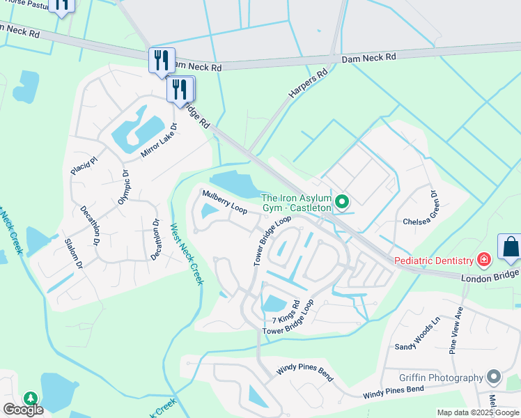 map of restaurants, bars, coffee shops, grocery stores, and more near 2752 Mulberry Loop in Virginia Beach