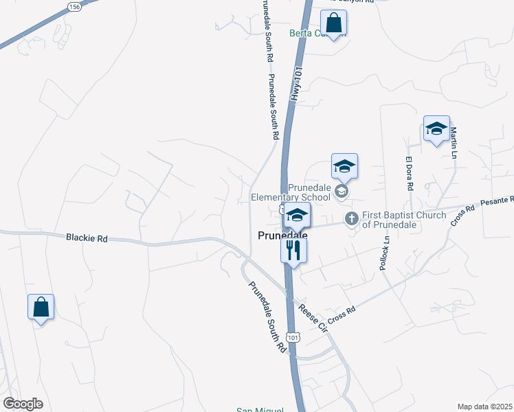 map of restaurants, bars, coffee shops, grocery stores, and more near 9679 Prunedale South Road in Salinas