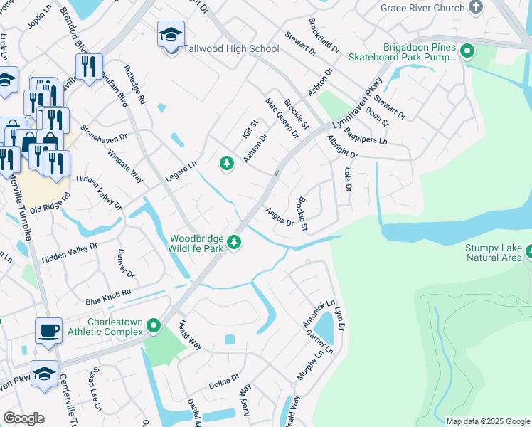 map of restaurants, bars, coffee shops, grocery stores, and more near 5201 Dundee Lane in Virginia Beach