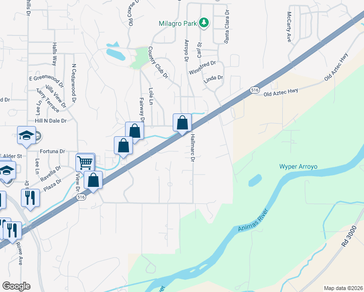 map of restaurants, bars, coffee shops, grocery stores, and more near 6509 Veda Ln in Farmington