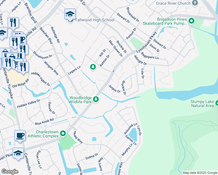map of restaurants, bars, coffee shops, grocery stores, and more near 5201 Dundee Lane in Virginia Beach