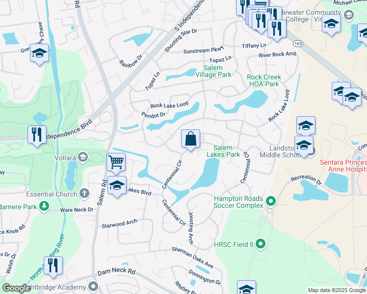 map of restaurants, bars, coffee shops, grocery stores, and more near 3905 Dagan Court in Virginia Beach