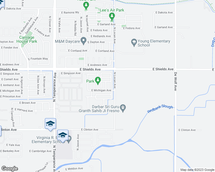 map of restaurants, bars, coffee shops, grocery stores, and more near 2850 North Hanalei Avenue in Fresno