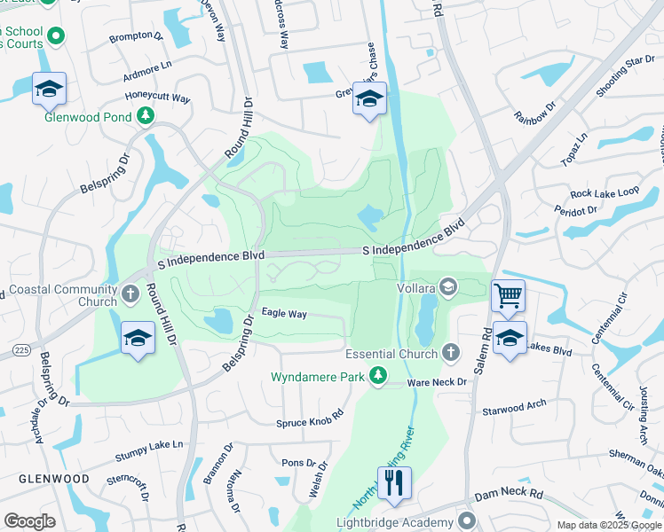 map of restaurants, bars, coffee shops, grocery stores, and more near 5008 Thatcher Way in Virginia Beach