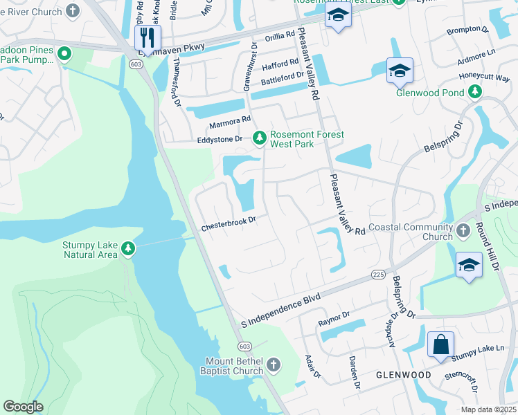 map of restaurants, bars, coffee shops, grocery stores, and more near 1941 Gravenhurst Drive in Virginia Beach